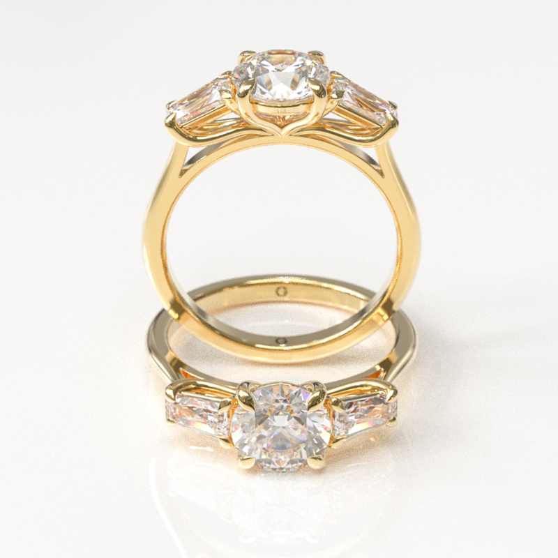 Round & Baguette Trilogy Engagement Ring - Image 7