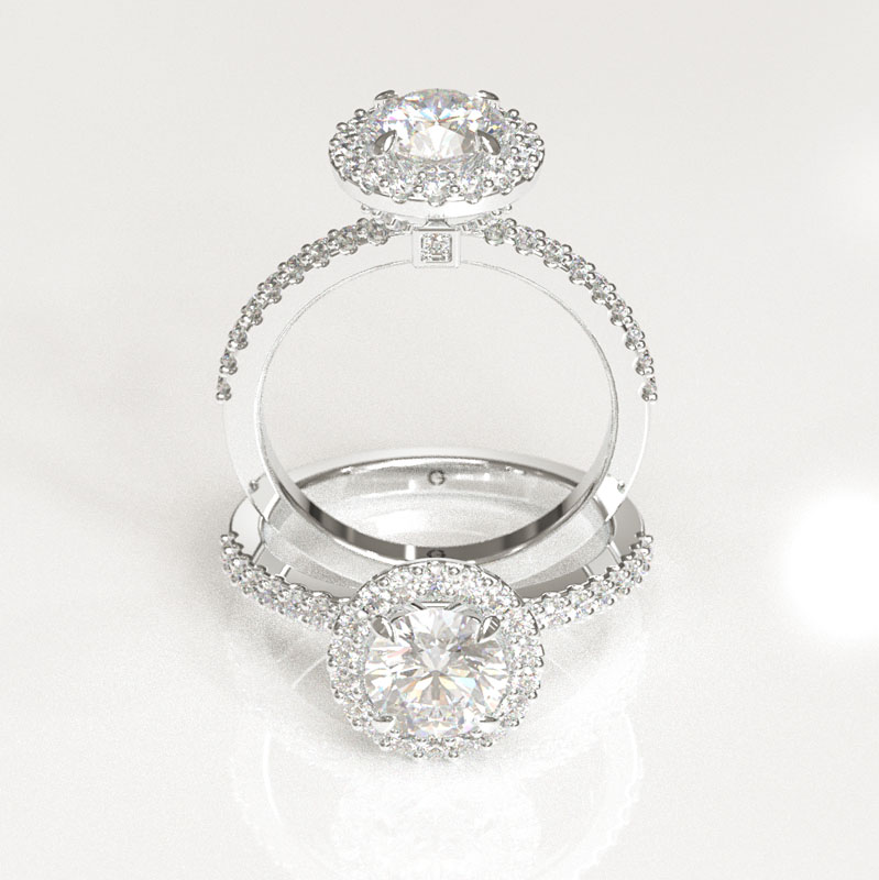 Round Cut Halo Engagement Ring - Image 4