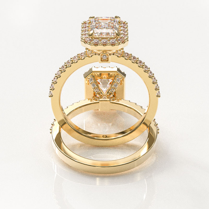 Emerald Cut Halo Engagement Ring - Image 3