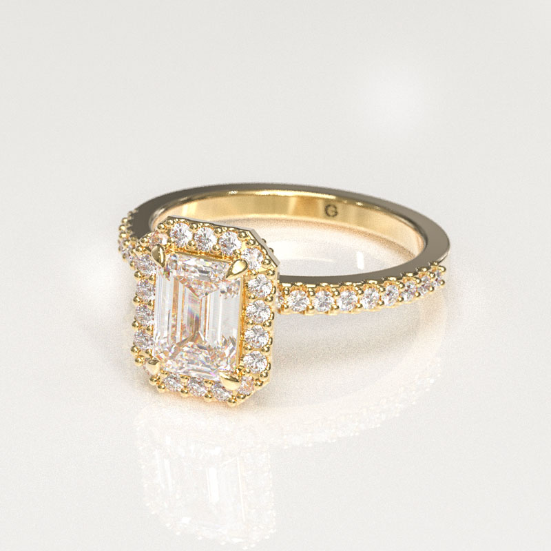 Emerald Cut Halo Engagement Ring - Image 2