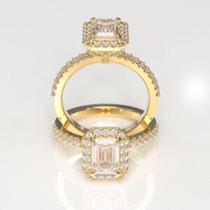 Emerald Cut Halo Engagement Ring