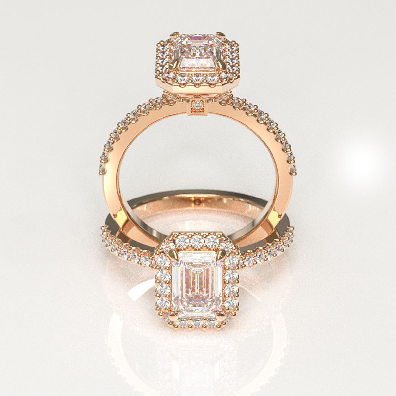 Emerald Cut Halo Engagement Ring - Image 5
