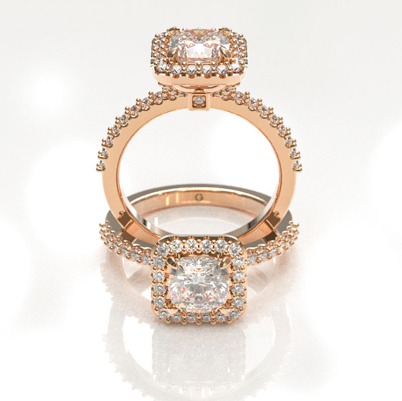 Cushion Cut Halo Engagement Ring - Image 5
