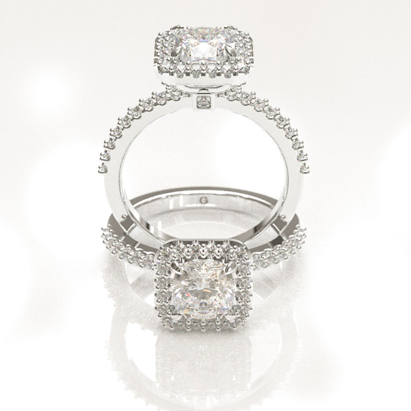 Cushion Cut Halo Engagement Ring - Image 4
