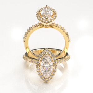 Marquise Cut Halo Engagement Ring