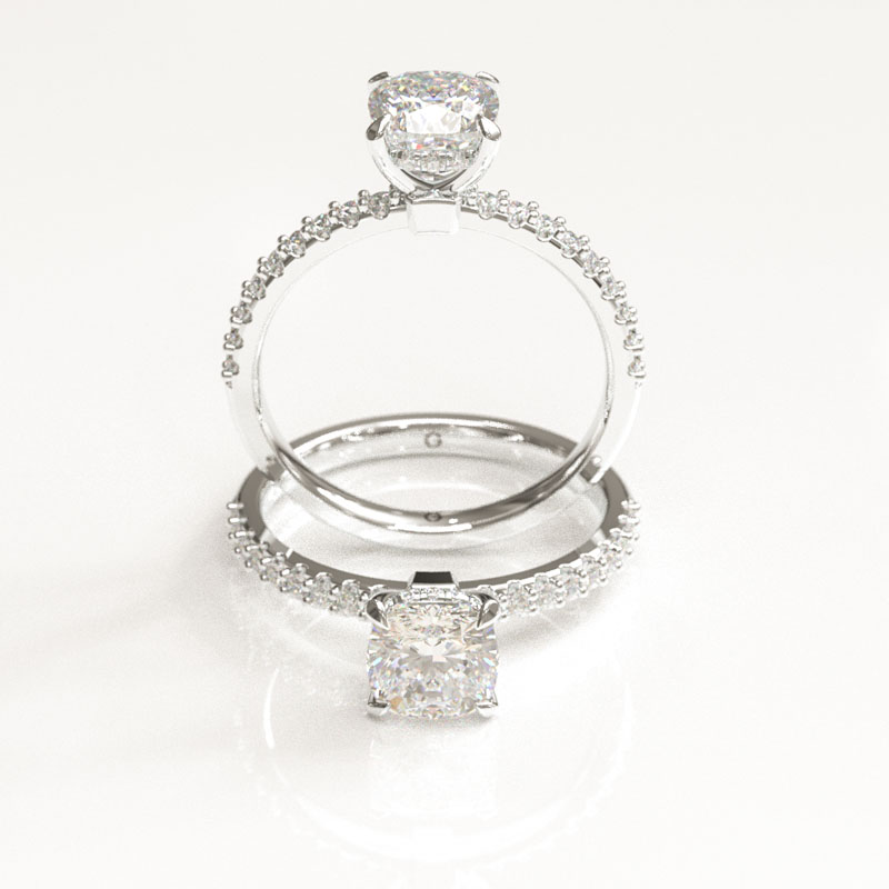 Cushion Cut Pavé Engagement Ring - Image 4