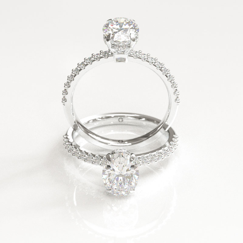 Oval Cut Pavé Engagement Ring - Image 4