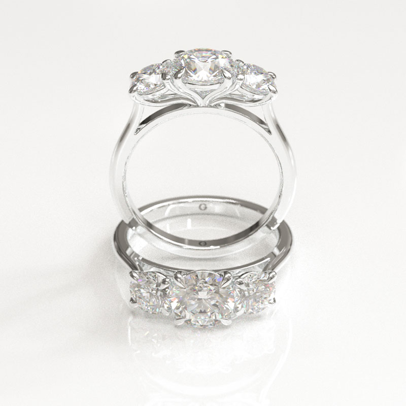 Round Cut Trilogy Engagement Ring - Image 5