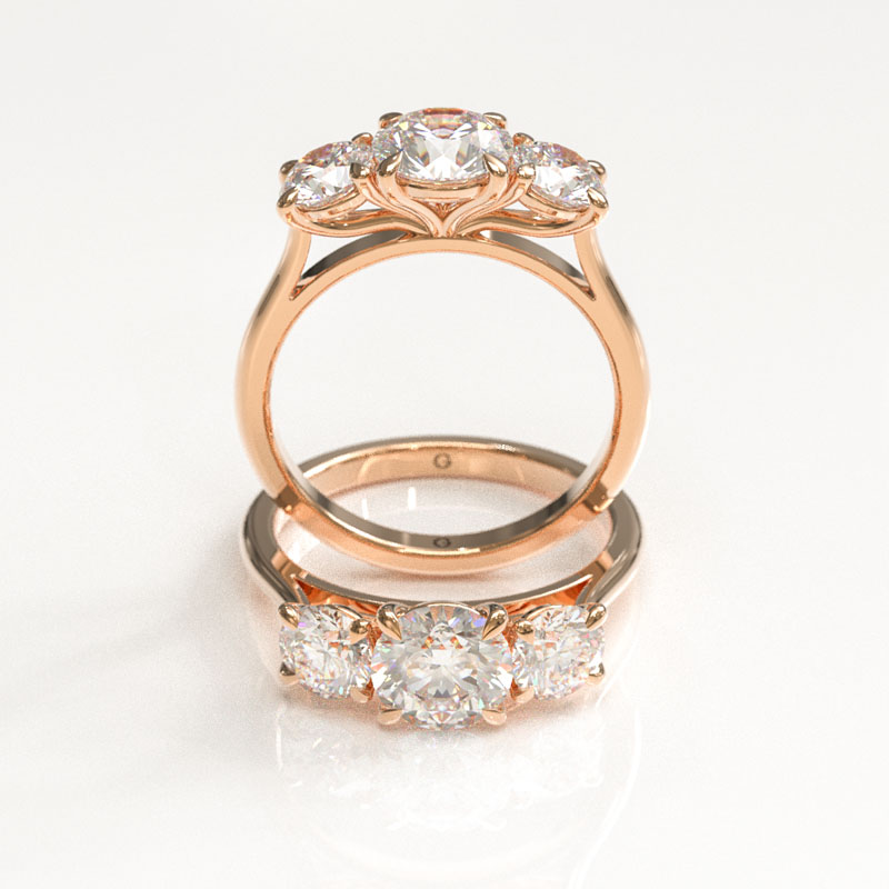 Round Cut Trilogy Engagement Ring - Image 4