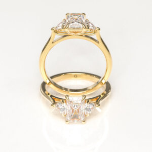 Radiant & Trillion Trilogy Engagement Ring