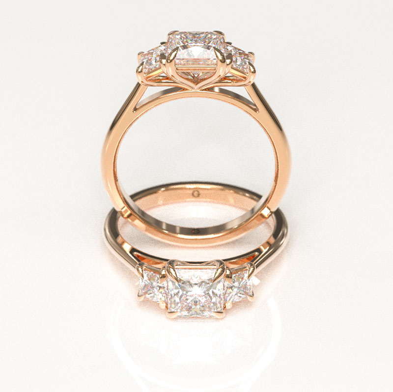 Princess Cut Trilogy Engagement Ring - Image 4