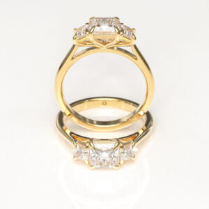 Princess Cut Trilogy Engagement Ring