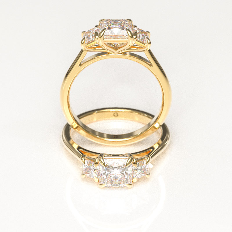 Princess Cut Trilogy Engagement Ring