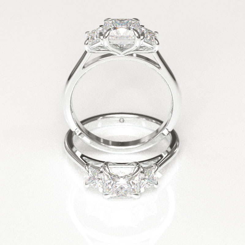 Princess Cut Trilogy Engagement Ring - Image 5
