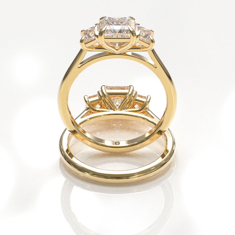 Princess Cut Trilogy Engagement Ring - Image 3