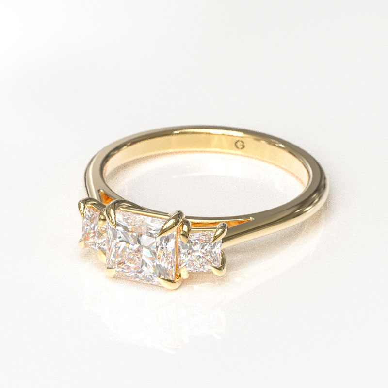 Princess Cut Trilogy Engagement Ring - Image 2