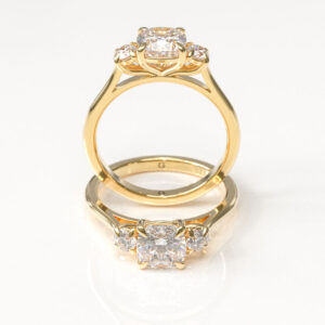 Cushion & Round Trilogy Engagement Ring