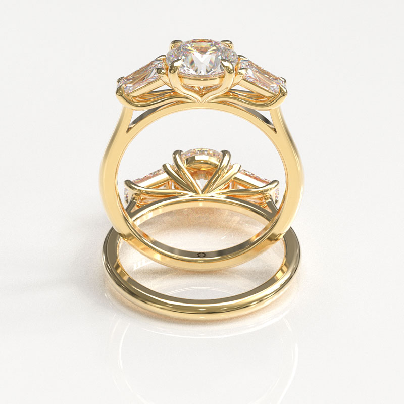 Round & Baguette Trilogy Engagement Ring - Image 3