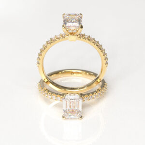 Emerald Cut Pavé Engagement Ring
