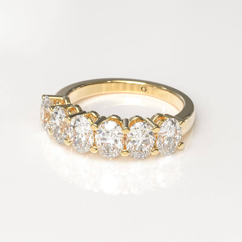 Oval Cut Half Eternity Wedding Band - Image 2