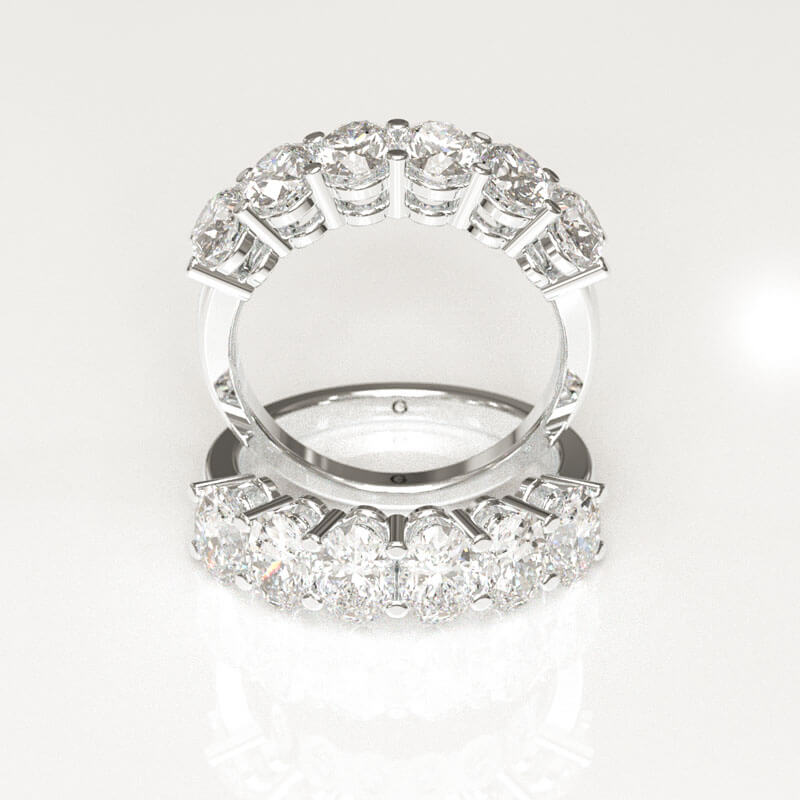 Oval Cut Half Eternity Wedding Band - Image 5