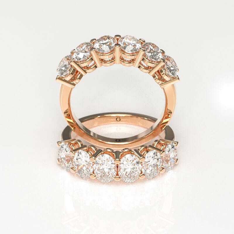 Oval Cut Half Eternity Wedding Band - Image 4