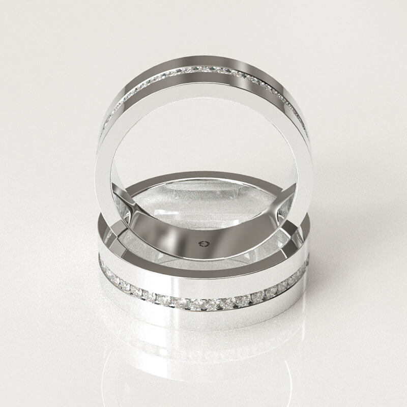 White Gold Centered Channel Set Gents Band - Image 3