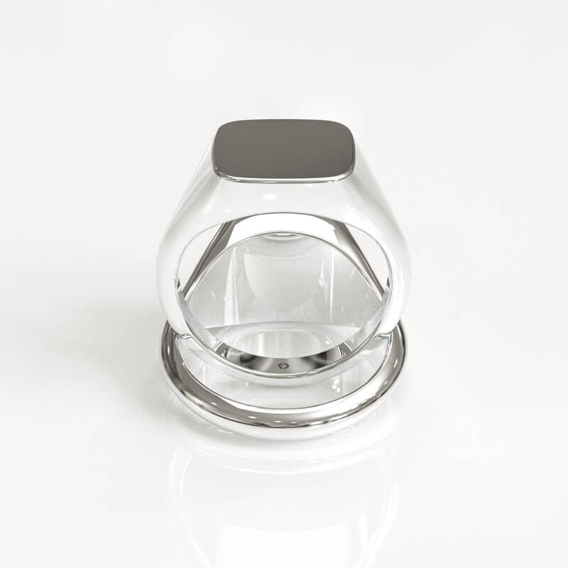 White Gold Traditional Signet Ring - Image 3