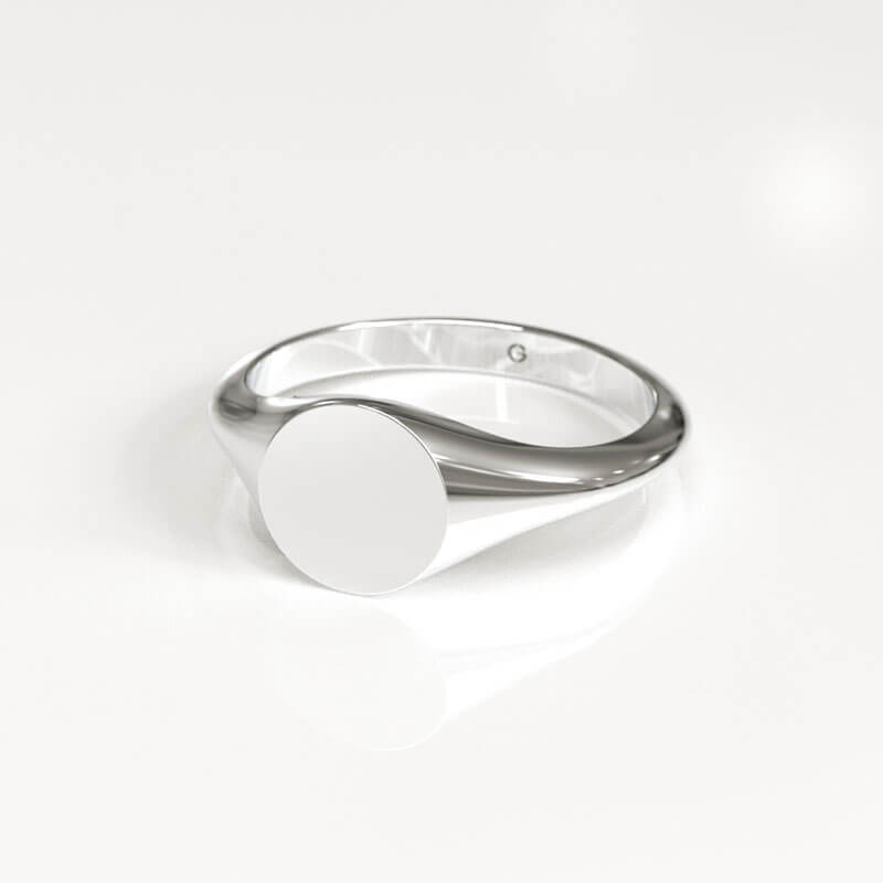 White Gold Classic Signet Ring - Image 2