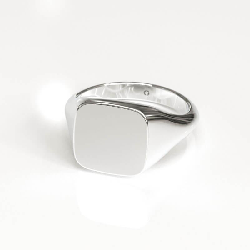 White Gold Traditional Signet Ring - Image 2