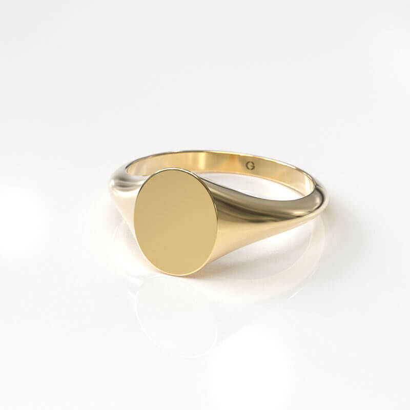 Yellow Gold Oval Signet Ring - Image 2